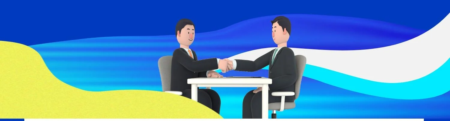 웍스파이와 한국AI속기사협회의 업무협약(MOU) 체결을 상징하는 악수 일러스트